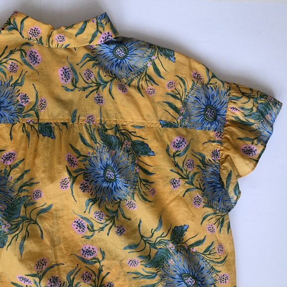 Madewell Floral Flutter Sleeve Blouse, XL - Picture 6 of 10